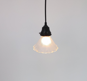 Rare Holophane Ruffle Clear Glass Pendant Light