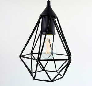 Black Industrial Cage Exposed Bulb Pendant Light - The Lamp Goods