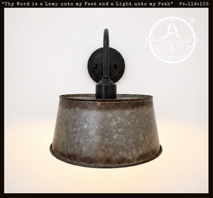 Copper-Edge Brass Toned Farm Drum Wall Sconce