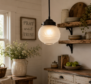 Frosted Vine Clear Bottom Dome Pendant
