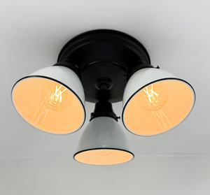 Petite White Enamel Trio Ceiling Light