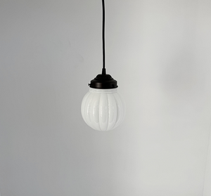 Milk Glass Small Ribbed Globe Pendant Light