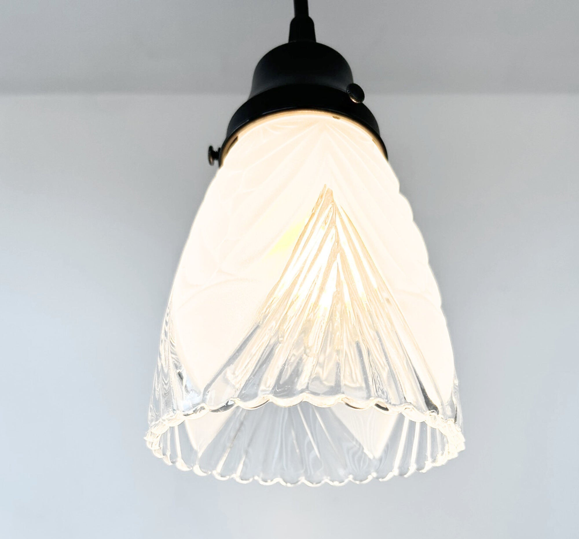 Clear And Frost Fan Ribbed Scallop Pendant Light/Wall Sconce