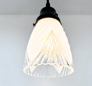 Clear And Frost Fan Ribbed Scallop Pendant Light/Wall Sconce