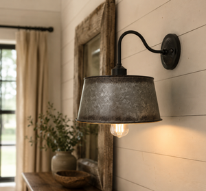 Copper-Edge Brass Toned Farm Drum Wall Sconce