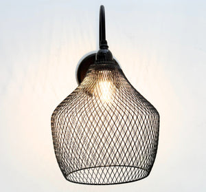 Black Farmstead Wire Lantern Wall Sconce - The Lamp Goods