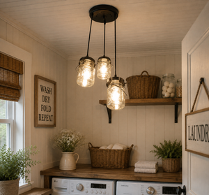 Vintage Pint Mason Jar Chandelier Pendant Trio