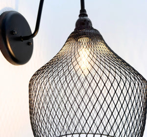 Black Farmstead Wire Lantern Wall Sconce - The Lamp Goods