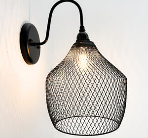 Black Farmstead Wire Lantern Wall Sconce - The Lamp Goods