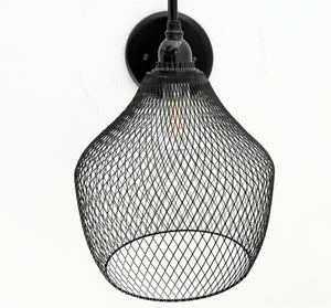 Black Farmstead Wire Lantern Wall Sconce - The Lamp Goods