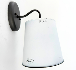 Farmhouse White Barn Metal Distressed Wall Sconce