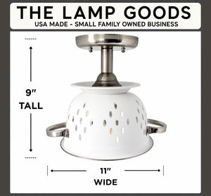 White Enamel Farmhouse Colander Ceiling Light