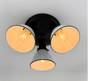 Petite White Enamel Trio Ceiling Light