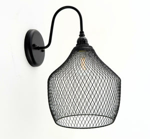 Black Farmstead Wire Lantern Wall Sconce - The Lamp Goods