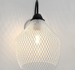 White Farmstead Wire Lantern Wall Sconce - The Lamp Goods