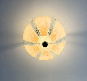 1940’s Floral Panel Ribbed Glass Ceiling Fixture