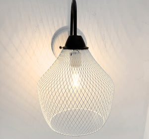 White Farmstead Wire Lantern Wall Sconce - The Lamp Goods
