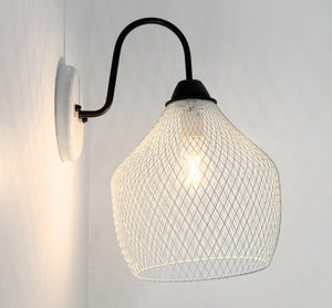 White Farmstead Wire Lantern Wall Sconce - The Lamp Goods