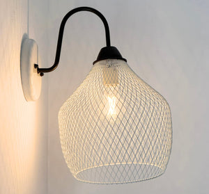 White Farmstead Wire Lantern Wall Sconce - The Lamp Goods