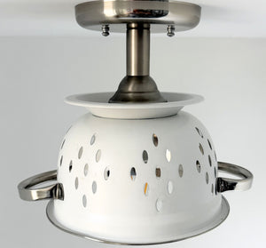 White Enamel Farmhouse Colander Ceiling Light