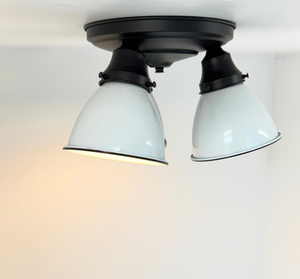 Petite White Enamel Trio Ceiling Light