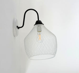 White Farmstead Wire Lantern Wall Sconce - The Lamp Goods