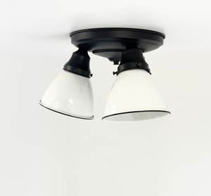 Petite White Enamel Trio Ceiling Light