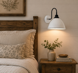 Large White Enamel Wall Sconce Light