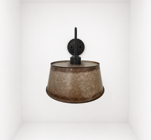 Copper-Edge Brass Toned Farm Drum Wall Sconce