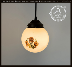 Unique Floral Design Milk Glass Pendant