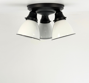 Petite White Enamel Trio Ceiling Light