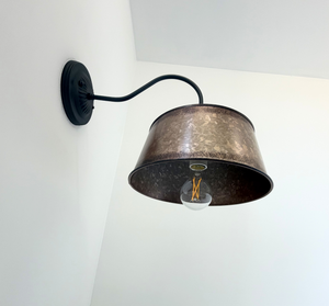 Copper-Edge Brass Toned Farm Drum Wall Sconce