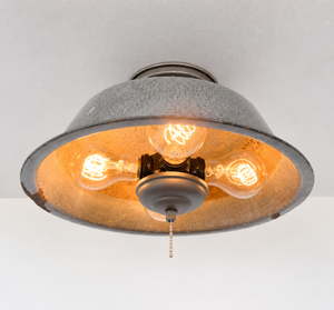 Antique FARMHOUSE GRANITEWARE Pan Ceiling Light