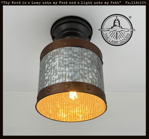 Copper Band Fluted Bucket Ceiling Light
