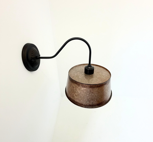 Copper-Edge Brass Toned Farm Drum Wall Sconce
