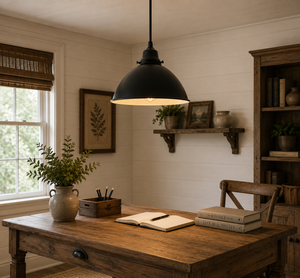 Large Black Enamel Farmhouse Pendant Light - The Lamp Goods