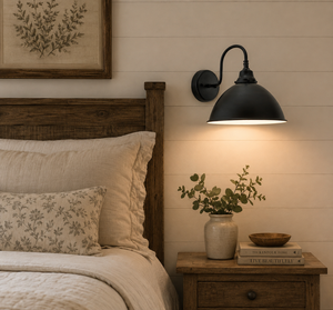 Large Black Enamel Farmhouse Wall Sconce Lighting - The Lamp Goods