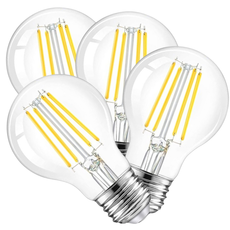 4 Pack - Dimmable LED Clear 60W Eq. A19 - The Lamp Goods