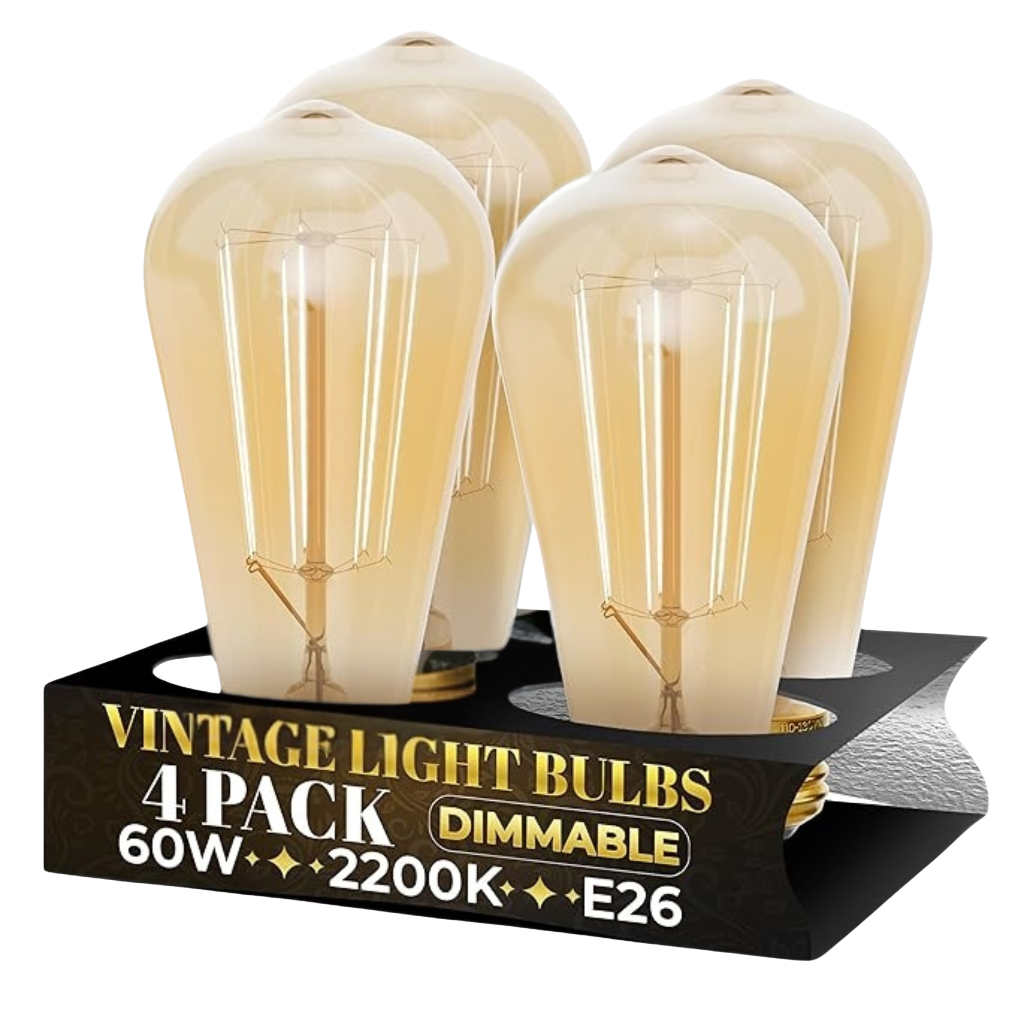 4 Pack - Dimmable Vintage 60W Incand.