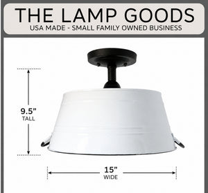 White Enamel Country Barn Ceiling Light