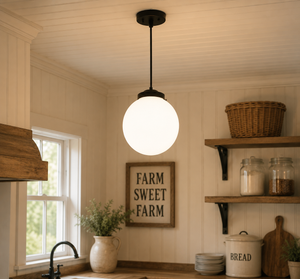 Milk Glass Globe PENDANT Light - 8" Globe