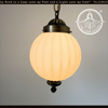 Antique Brass Satin Ribbed Globe Pendant