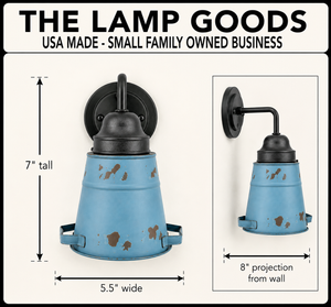 Distressed Rustic Blue Farmhouse Wall Sconce - The Lamp Goods
