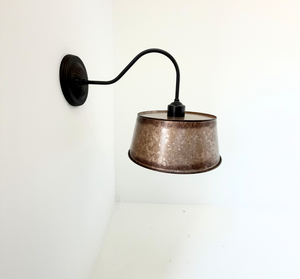 Copper-Edge Brass Toned Farm Drum Wall Sconce