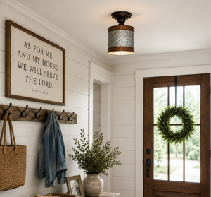 Copper Band Fluted Bucket Ceiling Light