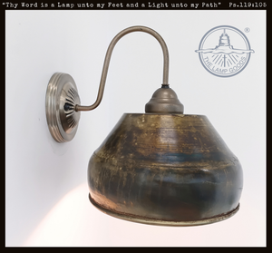 Antique Dark Brassy Gold Rustic Bucket Wall Sconce