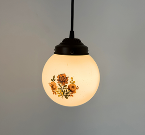 Unique Floral Design Milk Glass Pendant