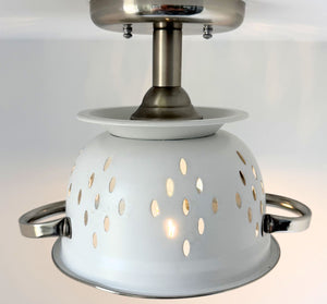 White Enamel Farmhouse Colander Ceiling Light