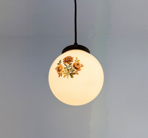 Unique Floral Design Milk Glass Pendant