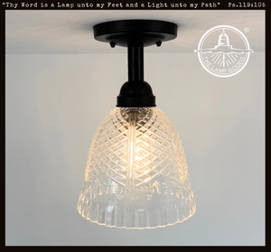 Vintage Diamond Trellis Floral Band Ceiling Light